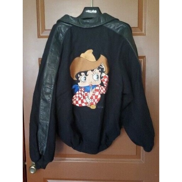 Vintage 1993 Too Cute!  Wool Leather Varsity Jacket BETTY BOOP - Picture 3 of 15